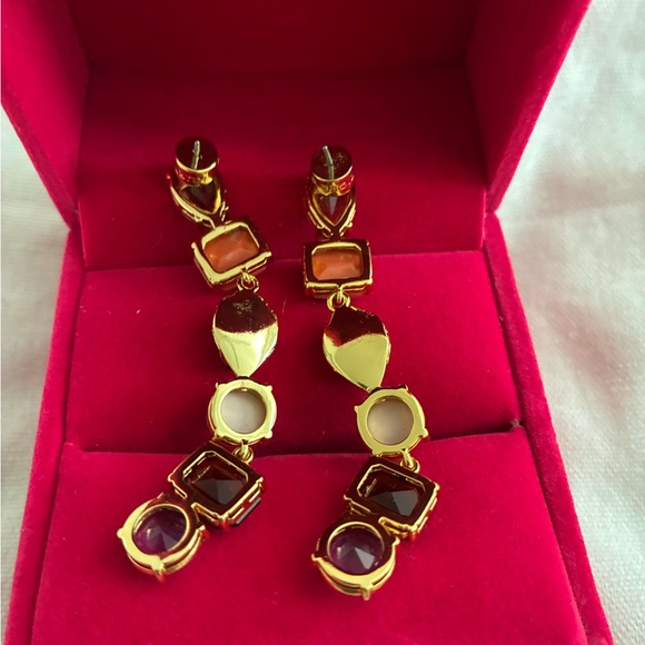 Kurt Geiger Gold-Tone Multicolor Stone Earrings - Picture 5 of 7